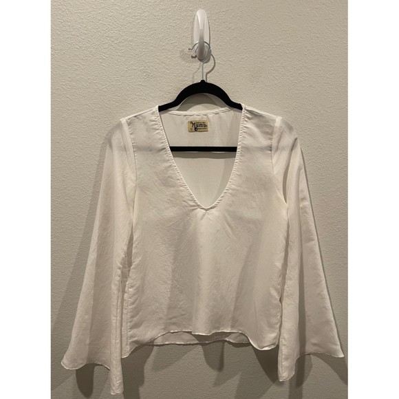 Anthropologie White V-Neck Blouse - Picture 1 of 4